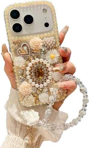 Vista 18 de iFiLOVE para iPhone 7 Plus/8 Plus Funda con Diamantes Brillantes y Correa de Flores, 3D Lujo Brillante Purpurina Cristal Diamantes de Imitación