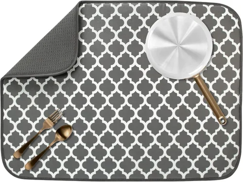 Vista 27 de S&T INC. Tapete de microfibra para secado de platos, reversible y absorbente para cocina, de 16 x 18 pulgadas, color negro