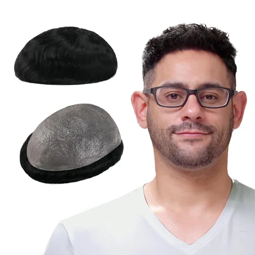 Vista 12 de Lordhair Toupee para hombres con cabello humano 100% europeo 8x10 pulgadas para hombres 0.001 in sistema de cabello de piel ultra fina para todos