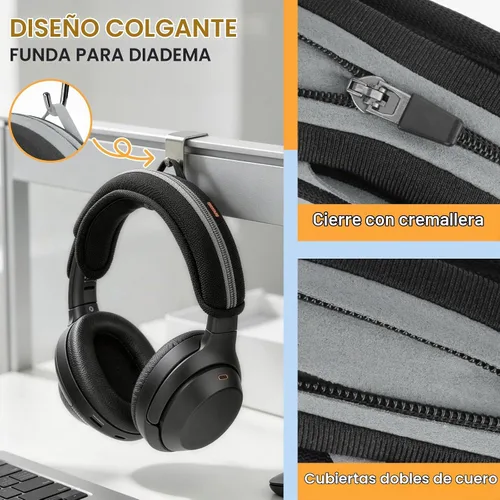 Vista 6 de Funda universal de repuesto para diadema de auriculares, funda de cojín para diadema compatible con Sony, Bose, Beats, JBL Protector de banda