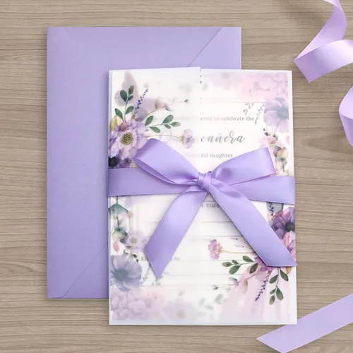 Vista 2 de ponatia Paquete de 20 tarjetas de invitaciones de quinceañera con sobres