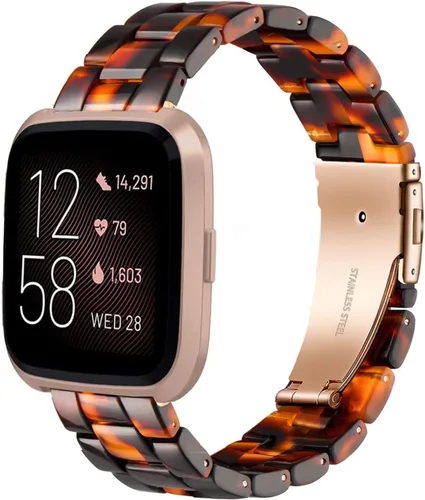 Vista 11 de AWSMOR - Correa compatible con Fitbit Versa 2 Band para mujeres y hombres, correa de resina con hebilla de acero inoxidable de repuesto para reloj