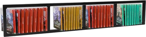 Vista 8 de Estante de almacenamiento de medios de 34 pulgadas para montaje en pared, organizador de CD y DVD, estante de metal, estante de almacenamiento