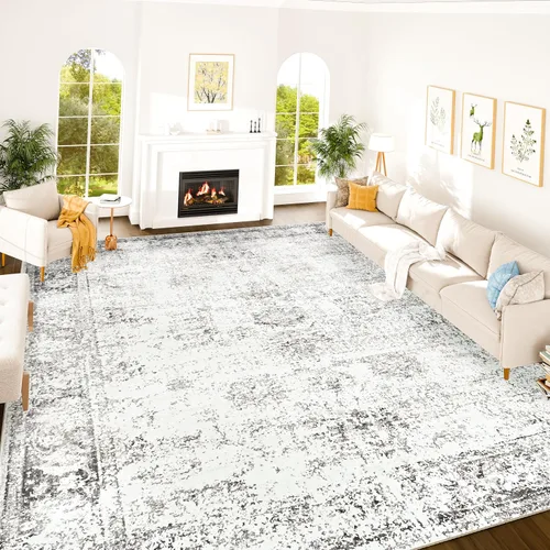 Vista 121 de Istana Alfombra larga antideslizante de 2.5 x 8 para el hogar, para pasillo y cocina, lavable, sedosa y suave al tacto, elegante, color azul y marfil