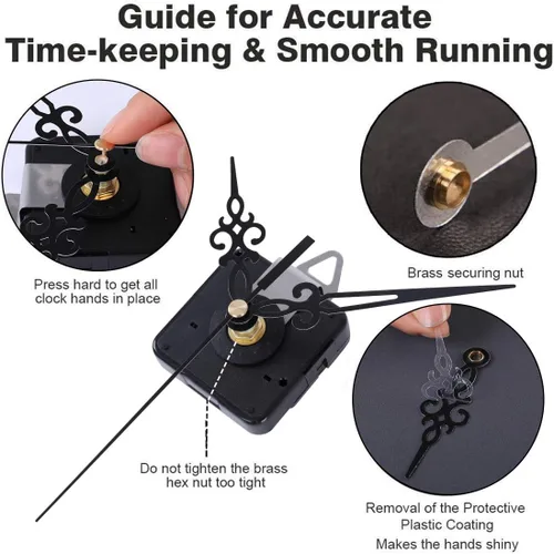 Vista 8 de EMOON Paquete de 2 mecanismos de reloj sin tictac con 4 manecillas de reloj, kit de motor de movimiento del reloj para reparación de reloj
