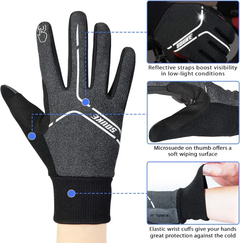 Vista 4 de Souke Sports Guantes de ciclismo de invierno para hombres y mujeres, guantes de bicicleta acolchados con pantalla táctil, resistentes al agua
