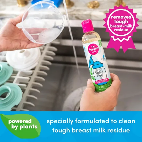 Vista 3 de Dapple Jabón de extractor de leche para bebé, botella de 8 onzas líquidas, sin fragancia, a base de plantas e hipoalergénico, fórmula de fácil