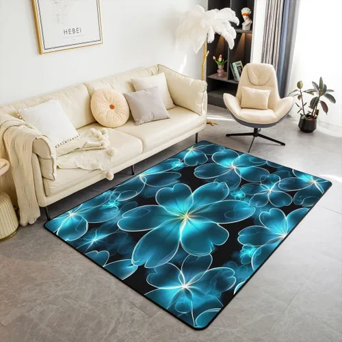 Vista 21 de Feelyou Alfombra de área con diseño de rosas de 3 x 5 para niños, con flores de Buterfly y luna, alfombra decorativa para dormitorio, niños, niñas