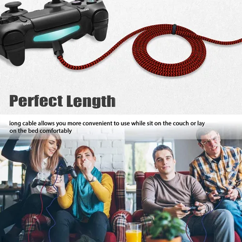 Vista 6 de AOSOK Cable de carga para controlador PS4, cable de carga de 6 pies de largo para Playstation 4 cargadorPS4 SlimPro controladores inalámbricosXbox