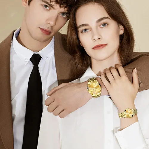 Vista 50 de OLEVS Reloj para parejas para él y ella, reloj analógico de cuarzo para hombres y mujeres, de acero inoxidable, impermeable, luminoso, fecha, reloj