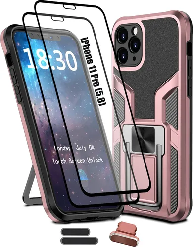 Vista 9 de Funda para iPhone 11 Pro Max anticaídas, resistente grado militar, a prueba de golpes, doble protección (TPU+PC), funda magnética sólida y duradera