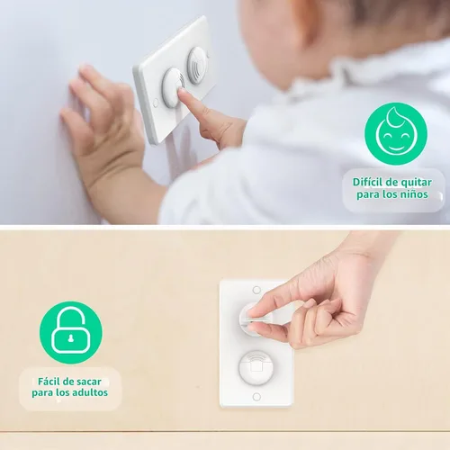 Vista 2 de Cubiertas para enchufes a prueba de bebés con mango oculto (paquete de 32) Fundas para enchufes a prueba de niños Cubiertas para enchufes eléctricos