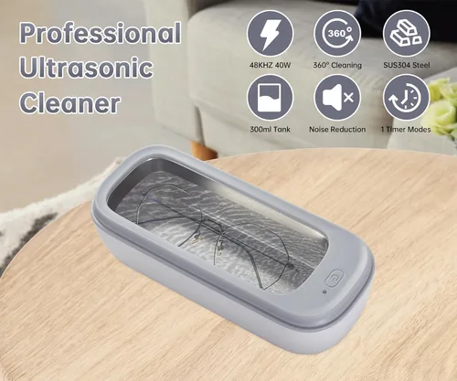 Vista 6 de Limpiador ultrasónico de joyas, limpiador ultrasónico profesional de 49KHz para joyas, anteojos, anillos, relojes, navaja de afeitar, dentadura