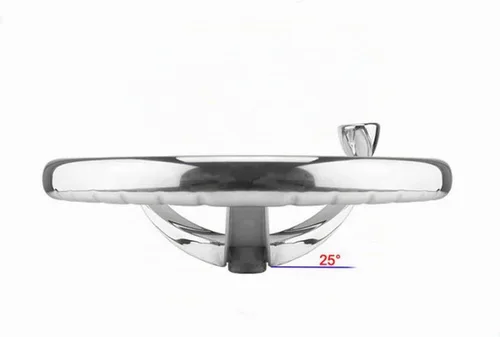 Vista 4 de Volante de acero inoxidable para barco, 3 radios 13-1/2" de diámetro con perilla giratoria, con tuerca de 5/8" -18 para Seastar y Verado