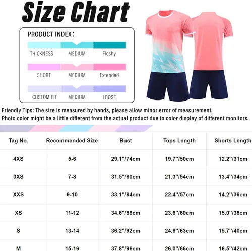 Vista 5 de Fldy Uniforme de entrenamiento deportivo de fútbol para niños y jóvenes, traje deportivo de 2 piezas, camiseta de manga corta con pantalones cortos