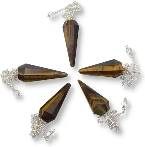 Vista 60 de WholesaleGemShop Péndulo facetado de cristal de piedras preciosas naturales