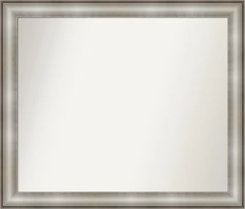 Vista 419 de Amanti Art Espejo de baño plateado para sobre el fregadero, 28 x 37 pulgadas, elegante espejo rectangular de peltre cepillado, marco de madera