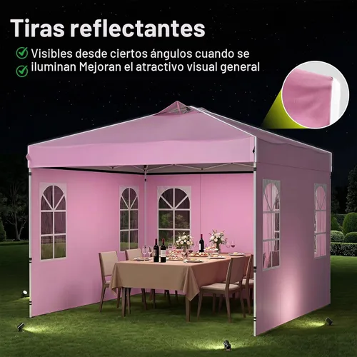 Vista 5 de Tangkula Toldo desplegable de 10 x 10 pies con bloqueo central Rosa