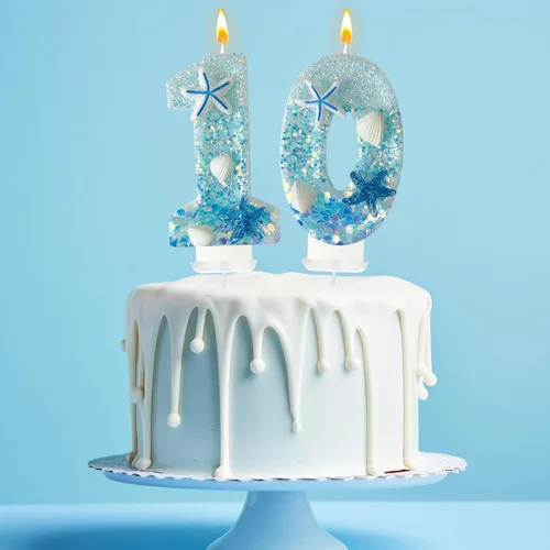 Vista 6 de Zlongron Vela número 1, velas de cumpleaños hechas a mano, decoración de pastel de cumpleaños de sirena es muy adecuada para cumpleaños, fiestas