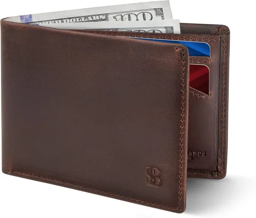 Vista 8 de SERMAN BRANDS Mens Slim Bifold Wallet RFID Blocking Minimalist Front Pocket Wallets for Men - Thin & Stylish A. Jet Black Elite