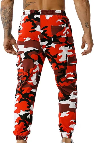 Vista 2 de MESSIYO con bolsillo casual jogging elástico de los hombres pantalones deportivos de camuflaje de cintura media pantalones de los hombres pantalones