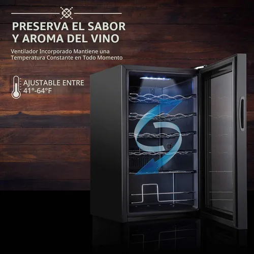 Vista 2 de Ivation Refrigerador de vino con compresor de 24 botellas con cerradura Gran bodega independiente para vino tinto, blanco, champán o espumoso Negro