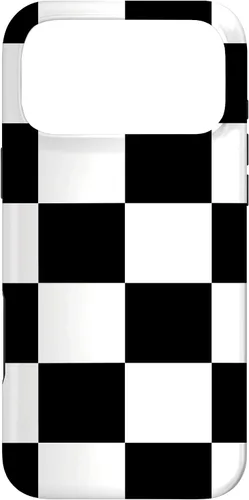 Vista 22 de Black and White Classic Checkered Big Checkerboard Pattern Case for iPhone 16