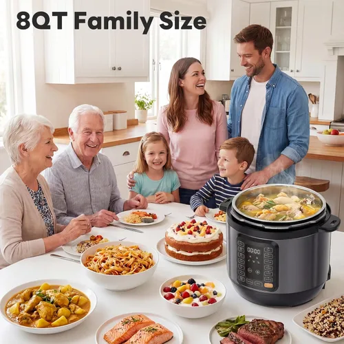 Vista 7 de DUMOS Olla a presión eléctrica 16 en 1, olla multicocción programable de 8 cuartos con 12 ajustes preestablecidos de un solo toque, yogur de vapor