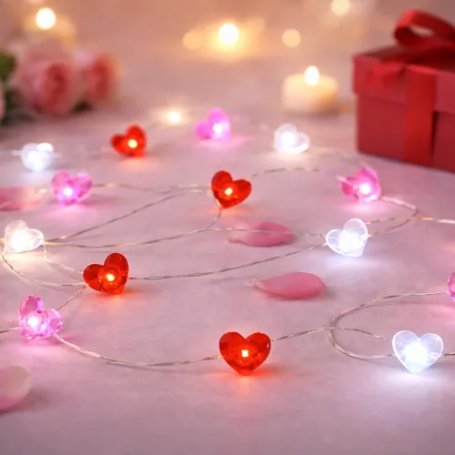 Vista 4 de BOHON Decoraciones del día de San Valentín 13 pies 40 luces LED rojo
