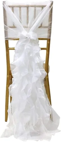 Vista 6 de Funda para silla de hilo de leche, fundas para respaldo de silla de tul para despedida de soltera, boda, decoración de baby shower, fundas largas