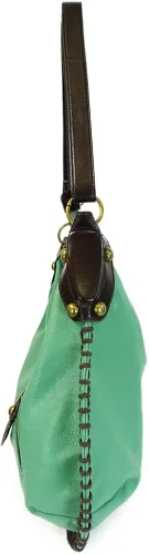 Vista 5 de Chala Bolsos de mano, estilo casual, suave, grande hombro o bolso cruzado con llavero, color verde azulado, Búho