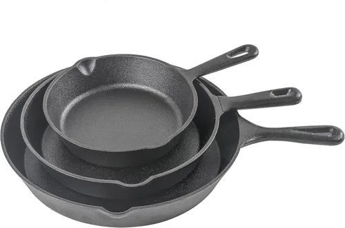 Vista 12 de Commercial CHEF Juego de sartenes de hierro fundido de 3 piezas