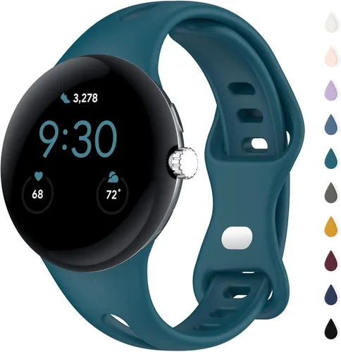 Vista 18 de Correas delgadas compatibles con Google Pixel Watch 4 3 (41mm)/Pixel Watch 2 1, correas ajustables transpirables de silicona suave deportiva