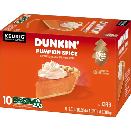 Vista 2 de Cápsulas de café Dunkin Donuts sabor especias de calabaza, tiempo limitado, 3.70 onzas