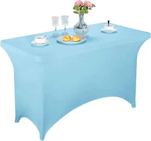 Vista 31 de LZY Cubierta de Mesa Elástica Ajustable de Spandex para Mesa Plegable de 6 pies, 4 pies o 8 pies, Mantel de Cóctel Rectangular, Perfecto para Champn