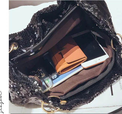 Vista 3 de Bolsos de charol para mujer con asa superior brillantes con cadena grandes bolsas de hombro para mujer