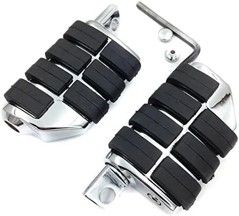 Vista 5 de XKH - Estriberas dobles ISO para motocicleta 8028 compatible con Suzuki Kawasaki cromado [B00Y7C690C]