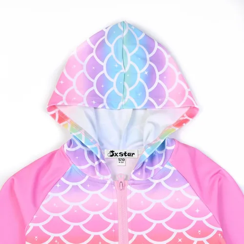 Vista 3 de Jxstar Sudadera raglán con capucha y cremallera para niñas con bolsillos