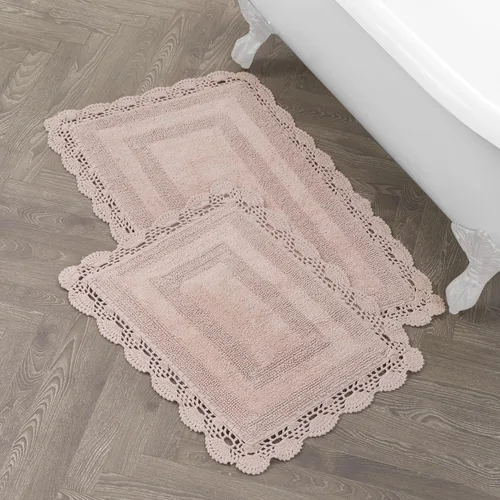 Vista 22 de Laura Ashley Alfombra de baño de algodón de ganchillo 17x24 in, Aqua