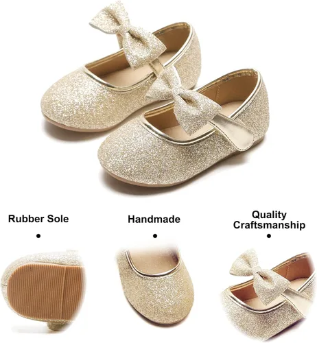 Vista 4 de Felix & Flora Zapatos de vestir para niñas pequeñas - Zapatos planos Mary Jane para niñas de flores, zapatos de ballet para fiestas y bodas