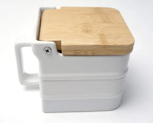 Vista 9 de RSVP International Colección de cocina de gres blanco, caja de sal, 4.5x3.25x3.5