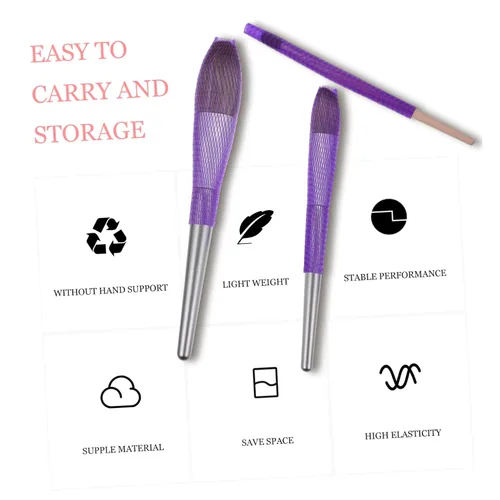 Vista 6 de MERRYHAPY Neto maquillaje cepillo cubierta cerdas protector PE material fácil de usar 150pcs cantidad esencial para viajes