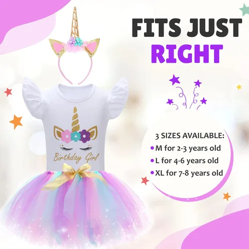 Vista 7 de Unicorn Birthday Outfit for Girl Unicorn Tutu Dress Birthday Girl Shirt with Headband
