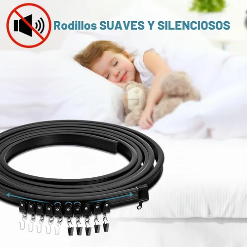 Vista 6 de KOLAKO Riel de cortina de techo, riel de cortina flexible y plegable para montaje en pared o techo, negro, sistema de rieles de cortina curvados