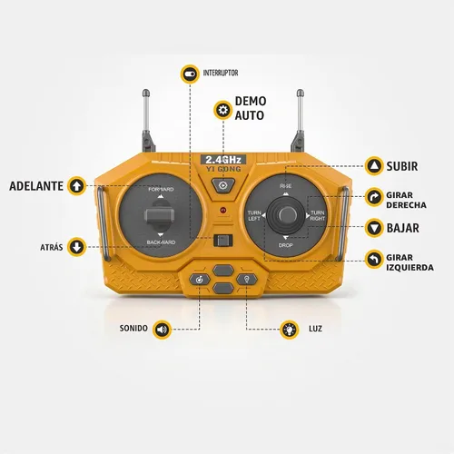 Vista 8 de KidsFaves Bulldozer RC con cuchilla de aleación, juguete de construcción de Amarillo