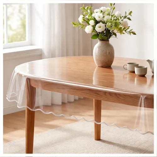 Vista 10 de Artisan Flair - Protector de mesa ovalado transparente de 54 x 72 pulgadas Table Protector for Dining Tables, Transparent Vinyl, Waterproof