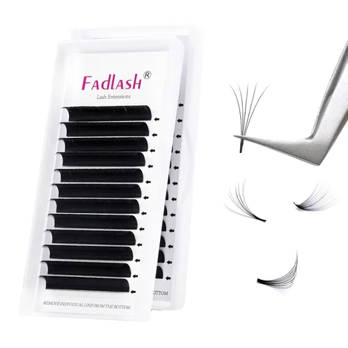 Vista 8 de Extensiones de Pestañas Rizo B Fácil Florecimiento Extensión de Pestañas Negro Mate Extensiones de Pestañas de Volumen Rápido Florecimiento Pestañas