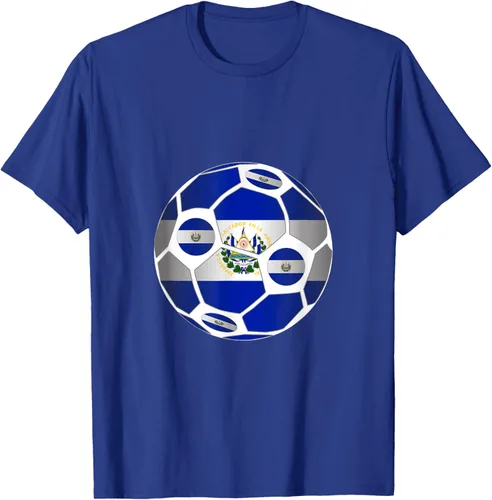 Vista 16 de Bandera de El Salvador balón de fútbol Hombres Mujeres equipo ventilador camisa, Pizarra