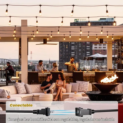 Vista 4 de Svater 24 pies al aire libre cadena luces LED 2W S14 grado comercial