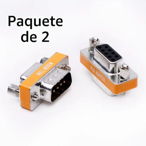 Vista 2 de DB9 módem nulo macho a hembra adaptador de puerto serie de transferencia de datos slimline 2 Pack